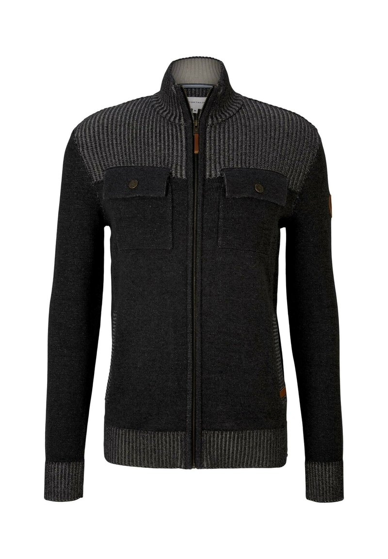 Herren Strickjacken | TOM TAILOR MELIERTE MIT BRUSTTASCHEN Strickjacke black grey melange/grau - KU23549 Herren Strickjacken | TOM TAILOR MELIERTE MIT BRUSTTASCHEN Strickjacke black grey melange/grau - KU23549