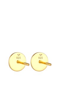 Pendientes de stud chapados en oro con forma de disco redondo, que cuentan con una marca de plata esterlina 925 y un post texturizado para un ajuste seguro.