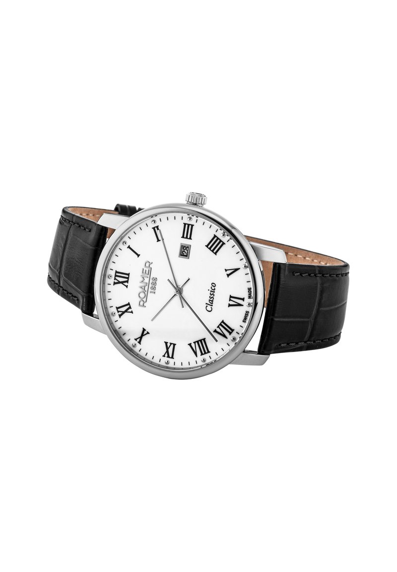 Emporio Armani classico cronografo al quarzo quadrante bianco cinturino in pelle nera orologio da uomo
