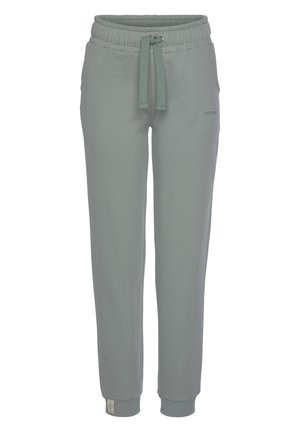 Hellgraue Jogginghose aus weichem Material. Mit elastischem Bund und verstellbarem Kordelzug sowie tapered Beinen. Minimale Markendetails.