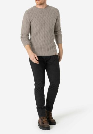 RUNDHALS 3D MUSTER REGULAR FIT - Strickpullover - beige