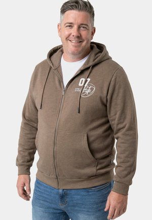 HOOD CHEST PRINT - Sweatjacke - light brown