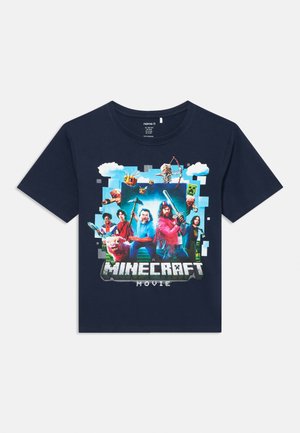 NKMOJA MINECRAFT - Nyomott mintás póló - navy blazer
