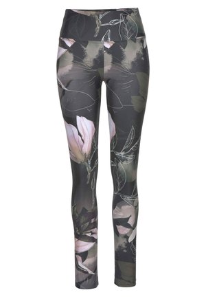 LASCANA TROPICAL - Leggings - gemustert-khaki-hellrosa