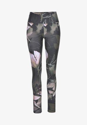 LASCANA TROPICAL - Leggings - gemustert-khaki-hellrosa
