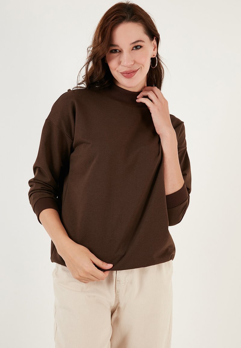 LELA HIGH COLLAR  - Sportska majica - brown