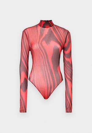 David Koma LONG PRINTED BODYSUIT - Long sleeved top - red/black