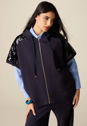 MANICHE CORTE CON PAILLETTES - Mikina na zip - blu