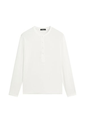 Massimo Dutti, LONG SLEEVE HENLEY T-SHIRT - Langarmshirt - white