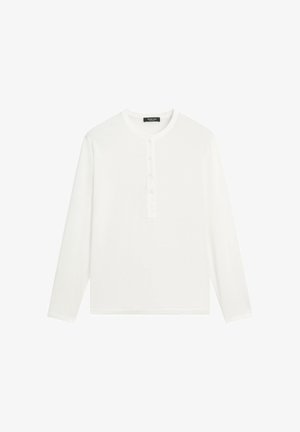 Massimo Dutti, LONG SLEEVE HENLEY T-SHIRT - Langarmshirt - white