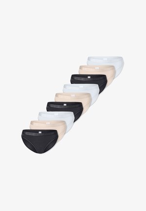 Brassière de sport noire et culotte assortie en tissu lisse. La brassière présente des bretelles larges et un design basique. La culotte a une ceinture élastique.