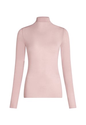 Lichtroze, langmouw turtleneck sweater met een slim fit en een gladde textuur.