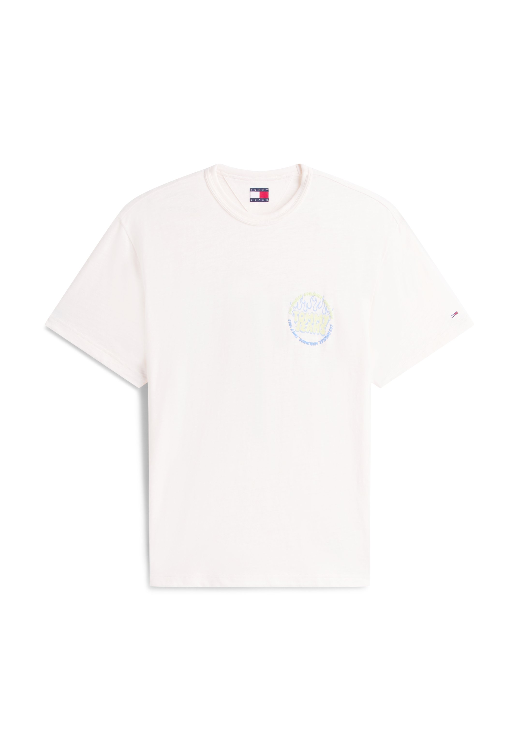 Tommy Jeans BUBBLE LOGO TEXTURED RELAXED T-SHIRT - Triko s potiskem - ancient white