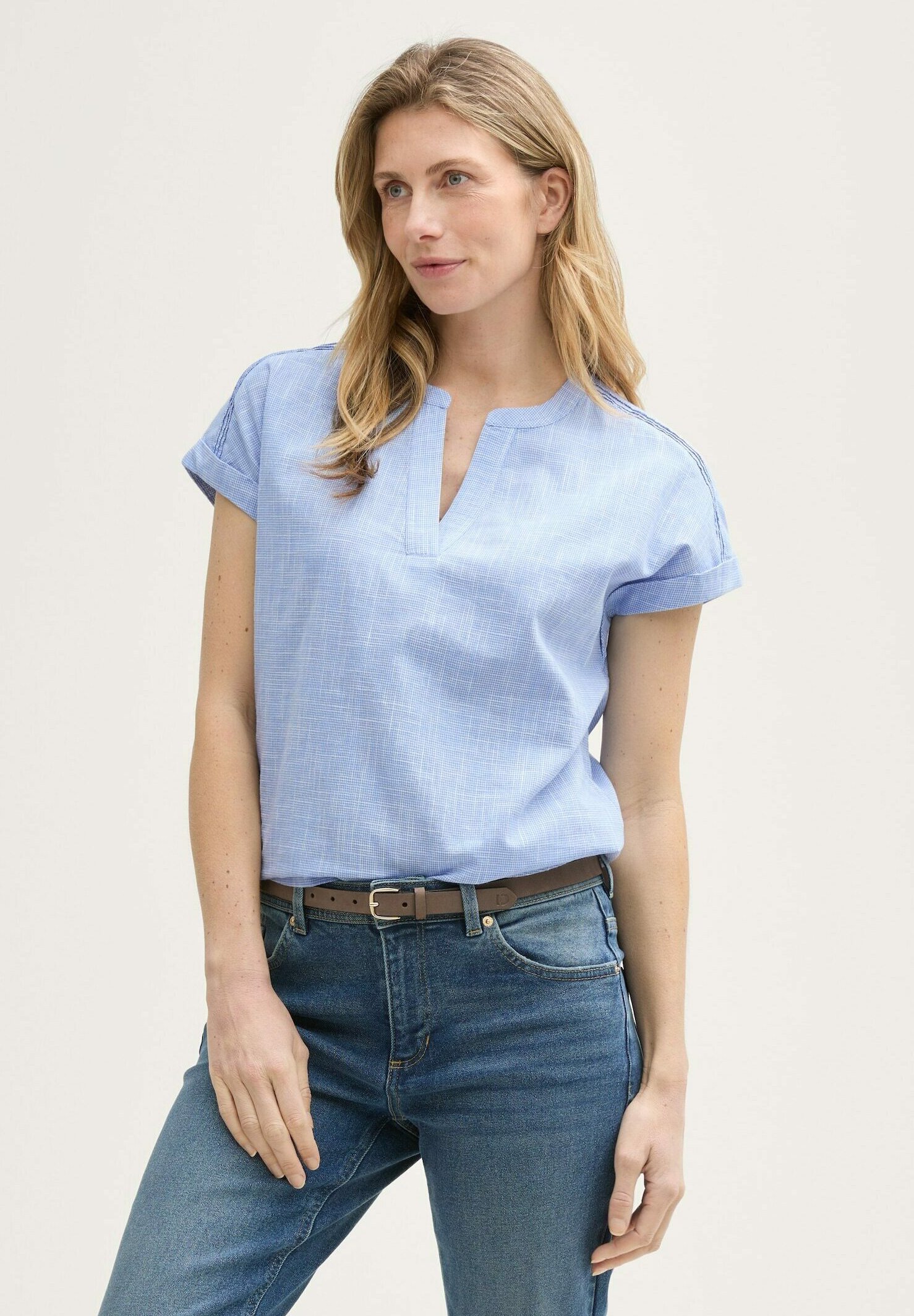 TOM TAILOR Blusa Donna Con Fantasia Floreale, Scollo A V E Volant