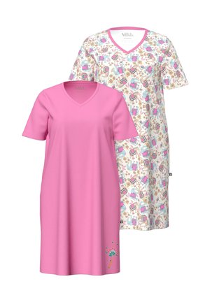 Ulla Popken 2 PACK SHORT SLEEVE SLEEP TEES - ELEPHANT PRINT - Nachtjapon - dark rose