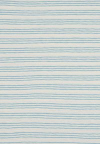 Tessuto di cotone leggero con righe orizzontali blu chiaro e bianche, dalla consistenza morbida e un motivo uniforme in tutto il tessuto.