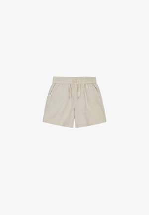 Beige casual shorts met elastische tailleband en trekkoord, zijzakken en een ontspannen pasvorm.