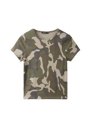 Stradivarius, SLIM FIT CAMOUFLAGE PRINT T-SHIRT - T-shirt imprimé - khaki
