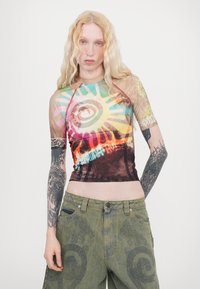 Paolina Russo SHORT SLEEVE RASH GUARD - T-shirt print - acid brown