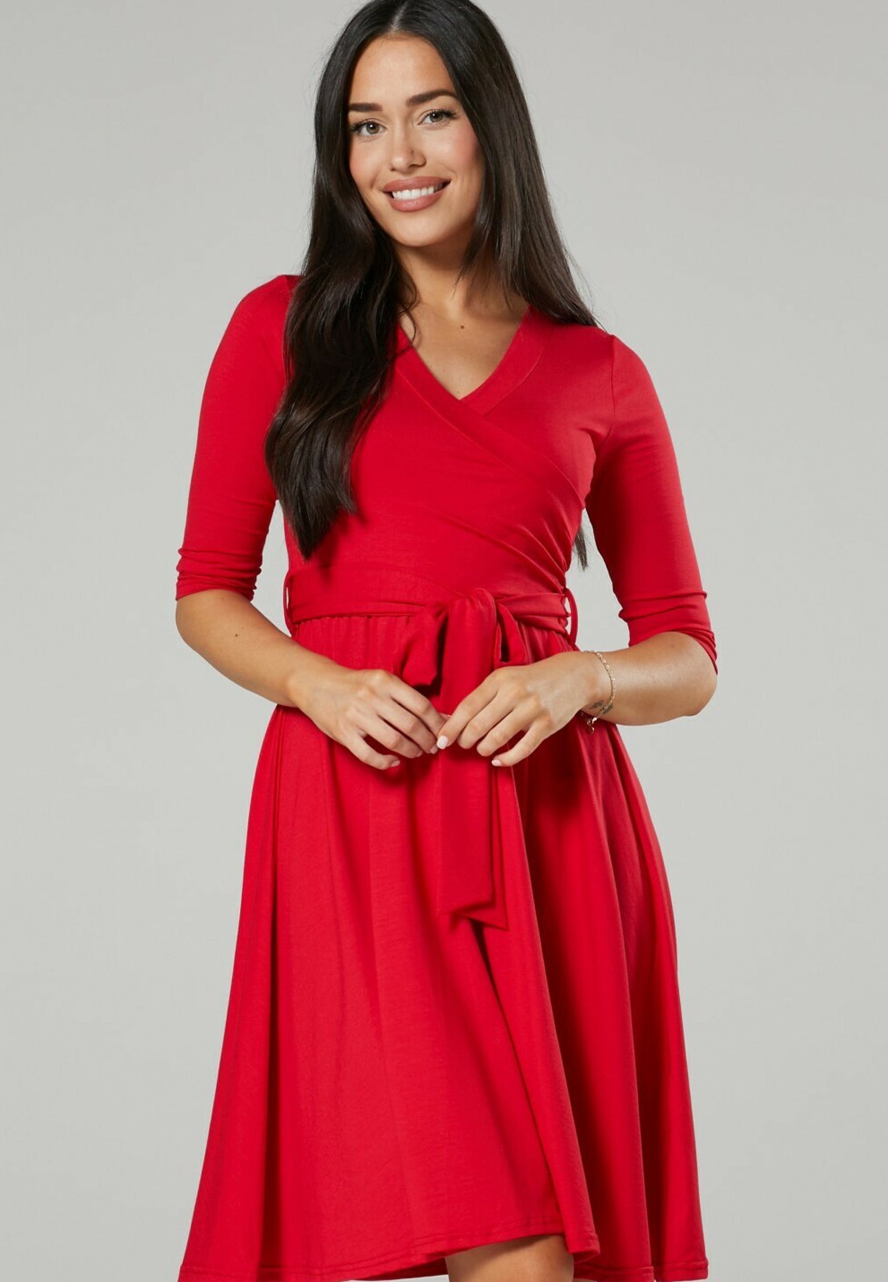 Happy Mama MATERNITY WRAP NURSING - Jersey dress - red - Zalando.co.uk