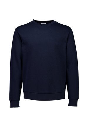 Navyblauwe sweatshirt gemaakt van een zachte katoenmix, met een ronde hals, lange mouwen en geribde boorden en onderrand.