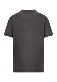 Short-sleeve, crew-neck t-shirt in dark gray. Made of smooth fabric with a faded finish. Stitching details visible along the hem and sleeves.