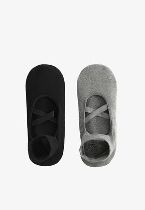 OYSHO, 2 PAIRS OF YOGA AND PILATES SOCKS CROSSOVER STRAPS - Ponožky - black