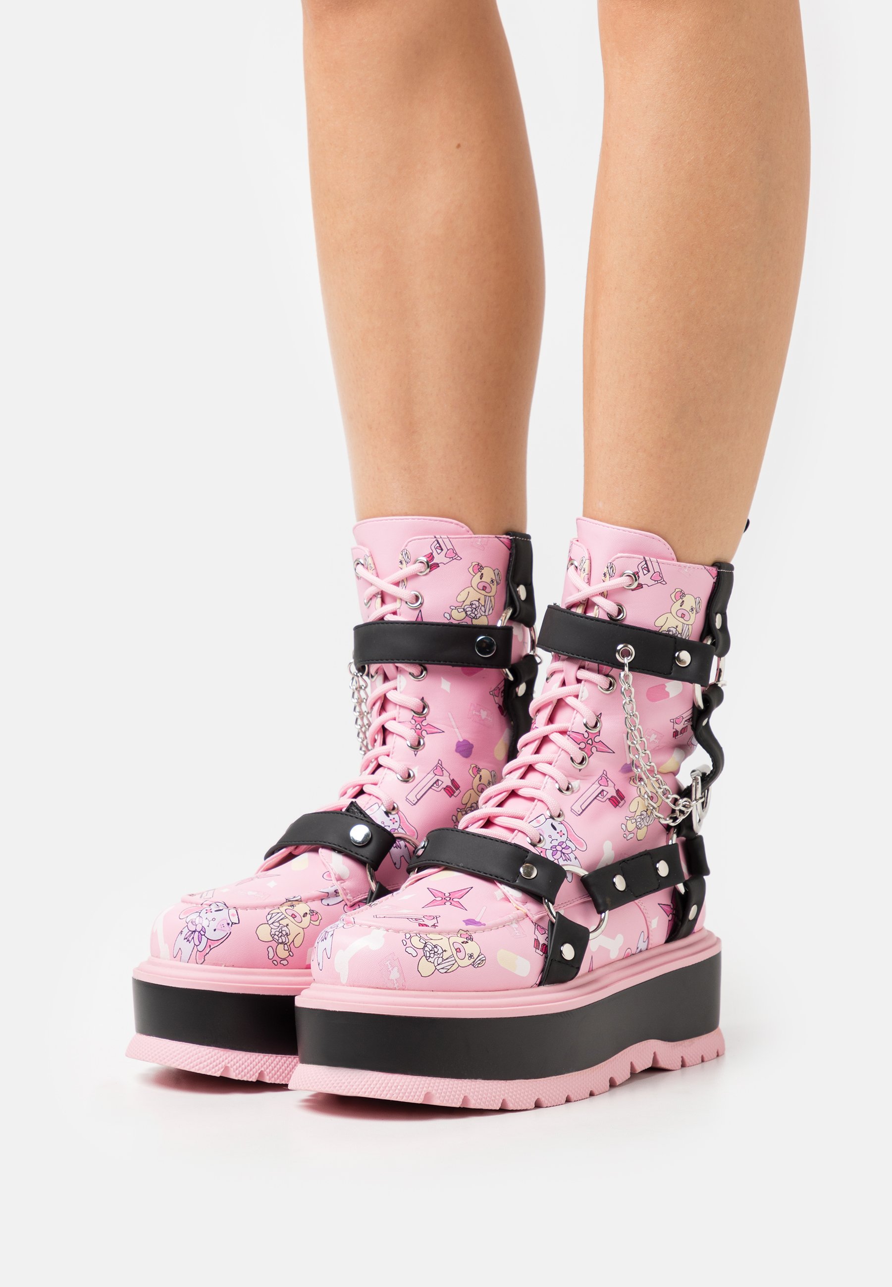 Koi Footwear VEGAN YAMI - Cowboy-/Bikerlaarsjes - black/pink/donkerroze -  Zalando.nl