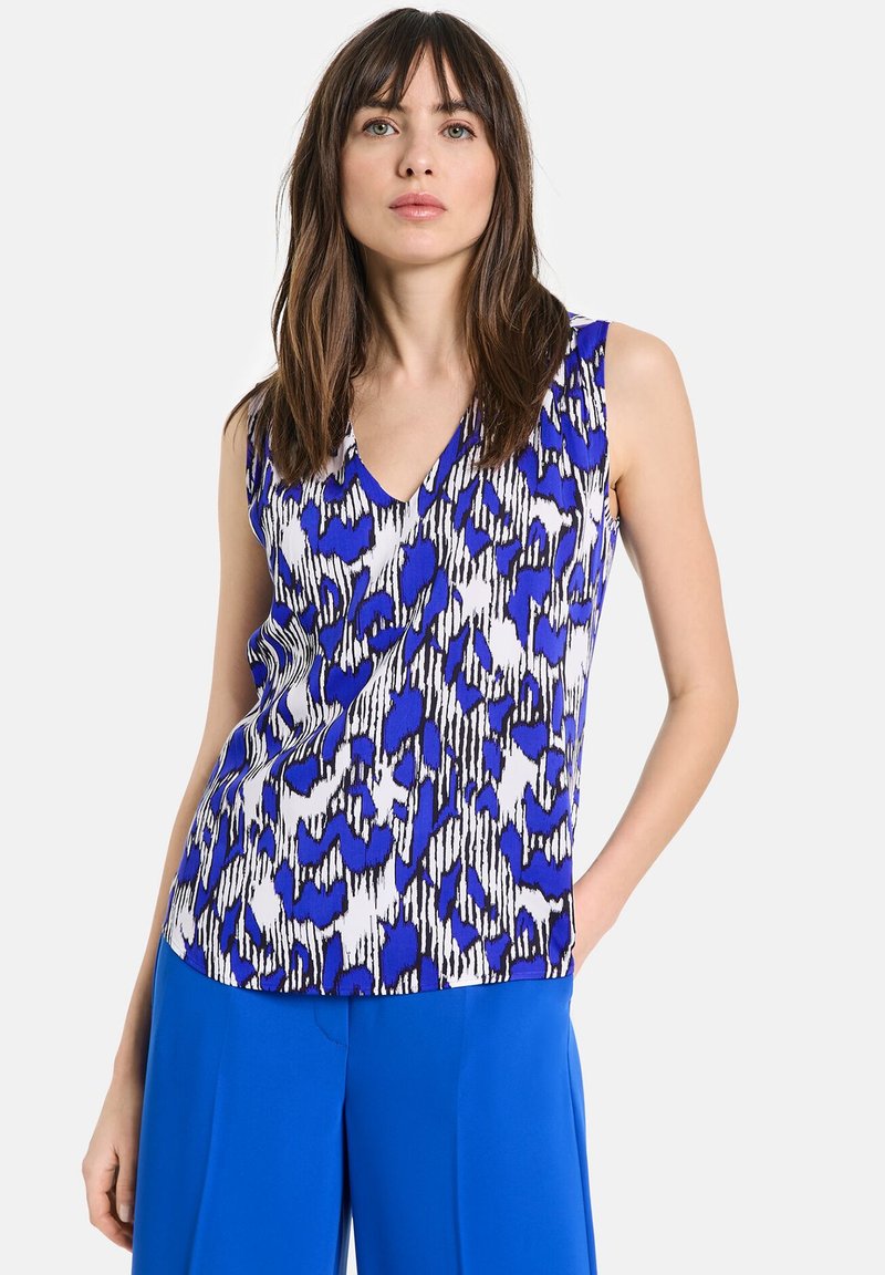 Taifun - OHNE ARM  MIT ALLOVER - Blouse - aegean gemustert, Enlarge