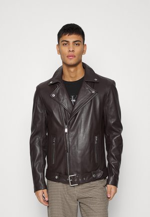 JOE HEAVY - Leather jacket - dark oak