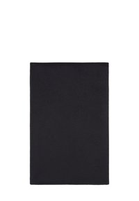 Dossier en tissu noir avec une texture lisse, de forme rectangulaire et une marque discrète dans le coin inférieur. Aucun matériel ou accent visible.