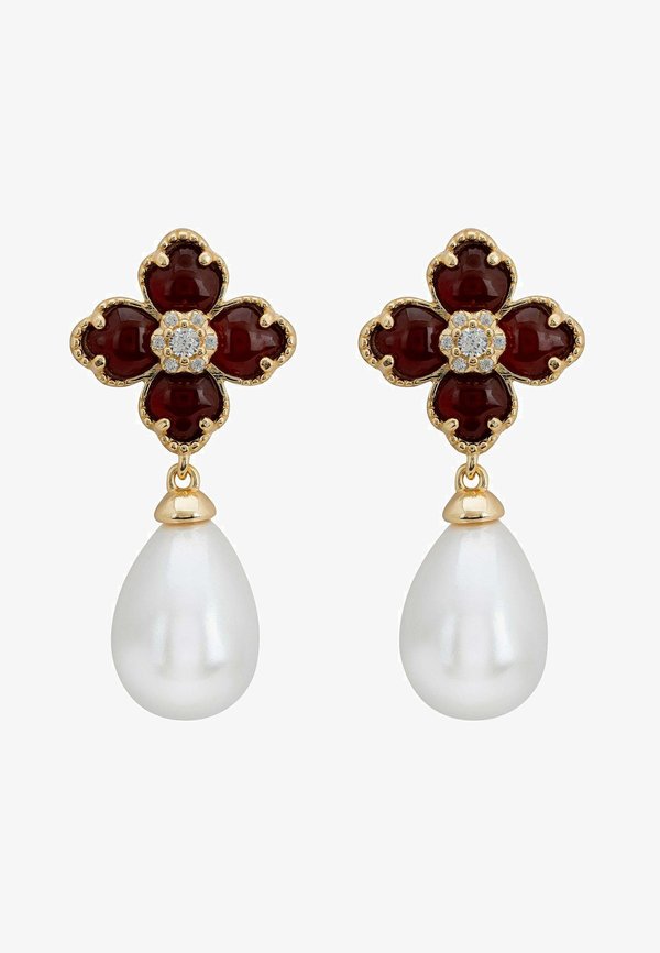 FLOWER CLOVER PEARL DROP CARNELIAN - Earrings2