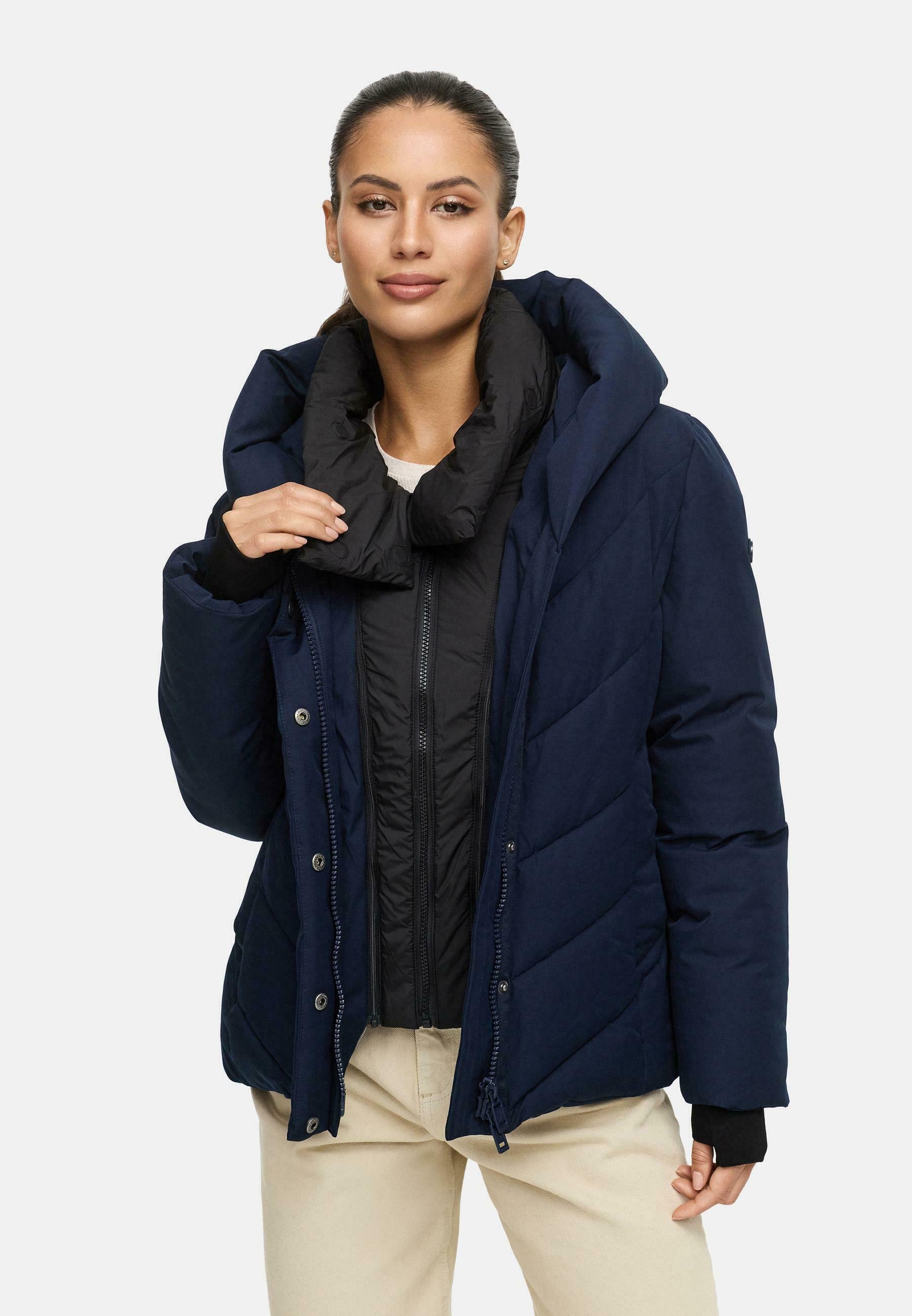 MARIKOO Giubbotto Invernale Donna Bomber N084 | Antivento Impermeabile Cappuccio Fodera Pile | Taglie Forti XS-XXL