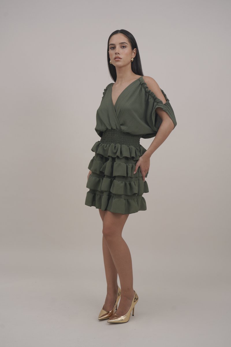 sachin and babi light blue dress Women's Olive green Tie-belt dress