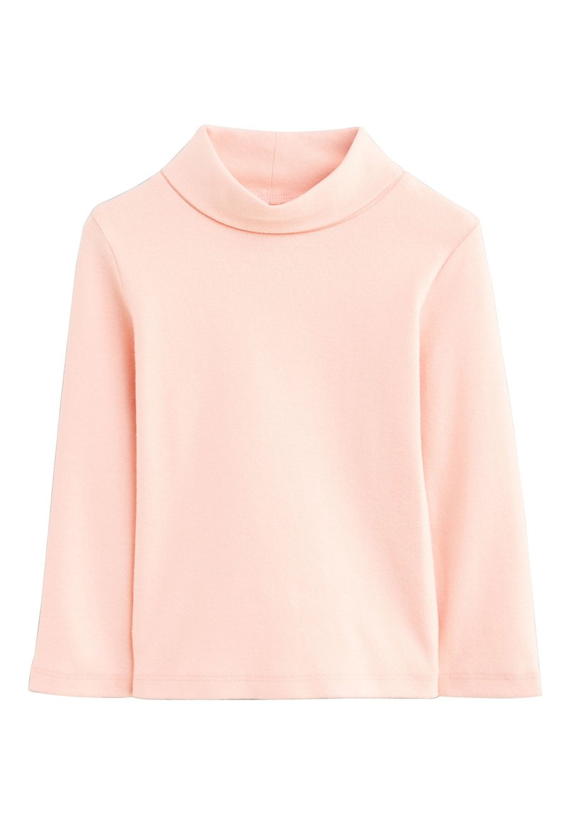 Lyserød turtleneck-top med lange ærmer, blødt bomuldsmateriale, sømløs halsudskæring og en generelt tætsiddende pasform.