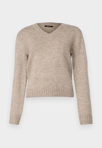 V NECK SWEATER - Striktrøje - beige