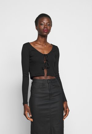 TIE UP CARDIGAN TOP - Topper langermet - black