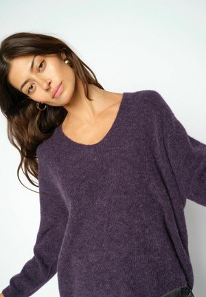 Mos Mosh, MMTHORA V-NECK KNIT - Jumper - sweet grape