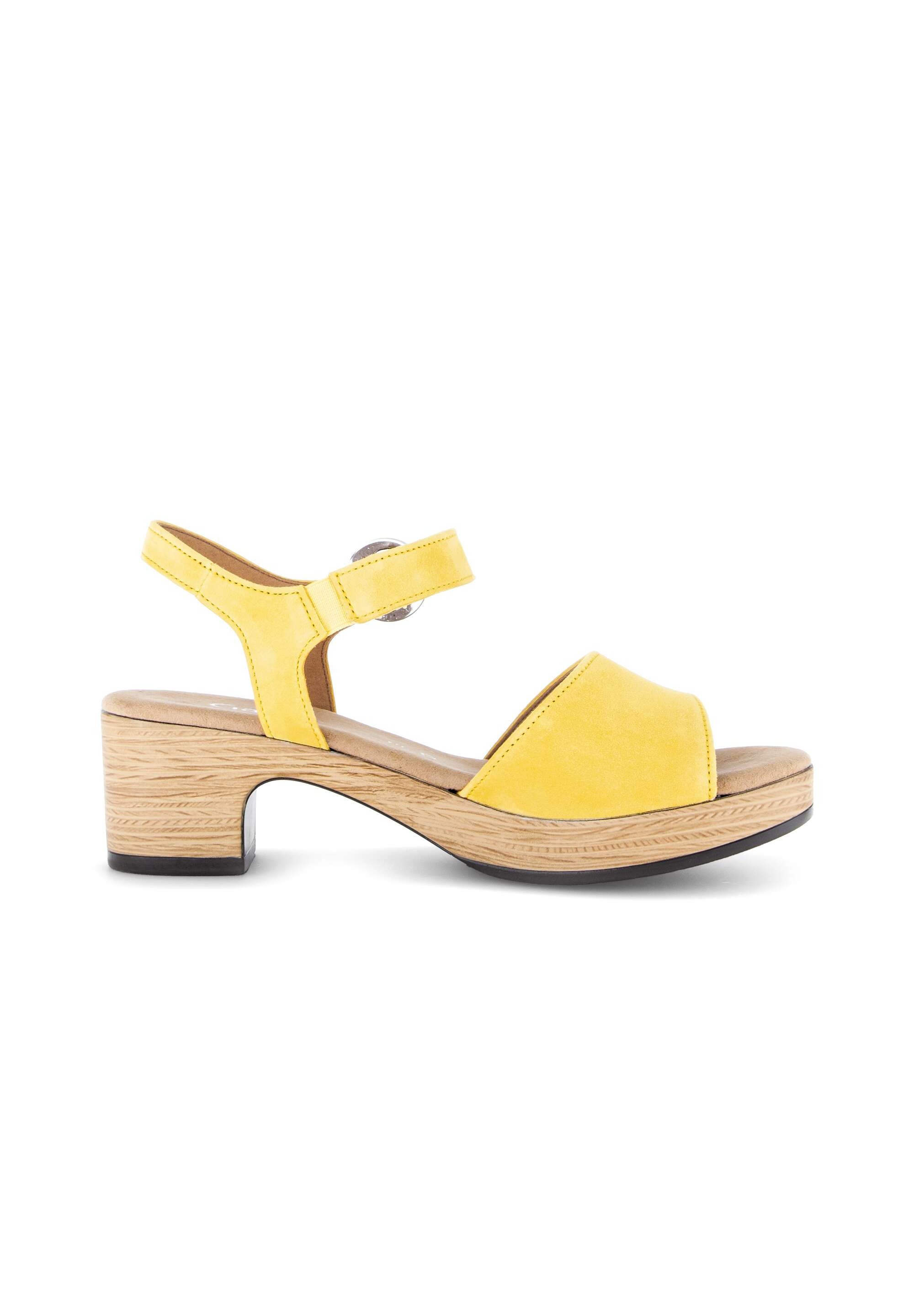 Gabor Platform sandals - dark-sole (s.holz)/yellow - Zalando