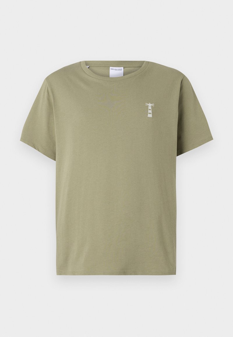 Selected Homme T-shirt basic donkergroen