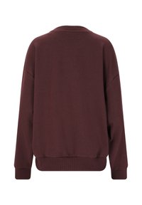 Bordeauxfarbener Sweatshirt mit Rundhalsausschnitt, langen Ärmeln und gerippten Bündchen und Saum. Mit eingeprägtem "ATHLECIA"-Logo auf dem Rücken. Weiche Textur.