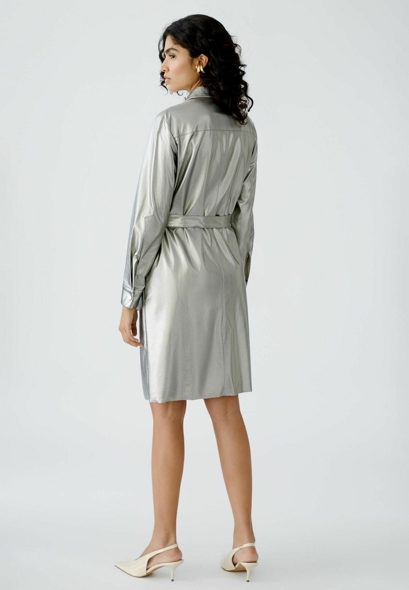 Oui METALLIC - Shirt dress - silver/silver-coloured - Zalando Oui METALLIC - Shirt dress - silver/silver-coloured - Zalando