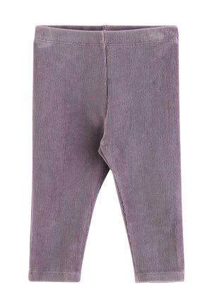 Lila, gerippte Leggings aus einer Baumwollmischung. Mit elastischem Taillenbund und eng anliegendem Bein-Design. Weicher Stoff mit vertikalen Streifen.