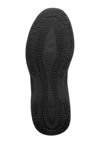 Czarna gumowa podeszwa buta o teksturowanej powierzchni, z widocznym wzorem plastra miodu i wyraźnymi rowkami dla lepszej przyczepności.