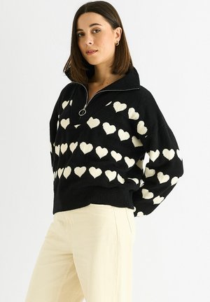 HEART ZIP UP LOOSE FIT - Jumper - black