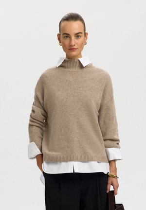 Selected, SLWCILLE CASHMERE - Svetrík - irish cream/melange