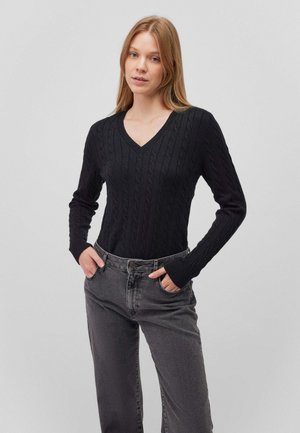 V-NECK - Jumper - schwarz