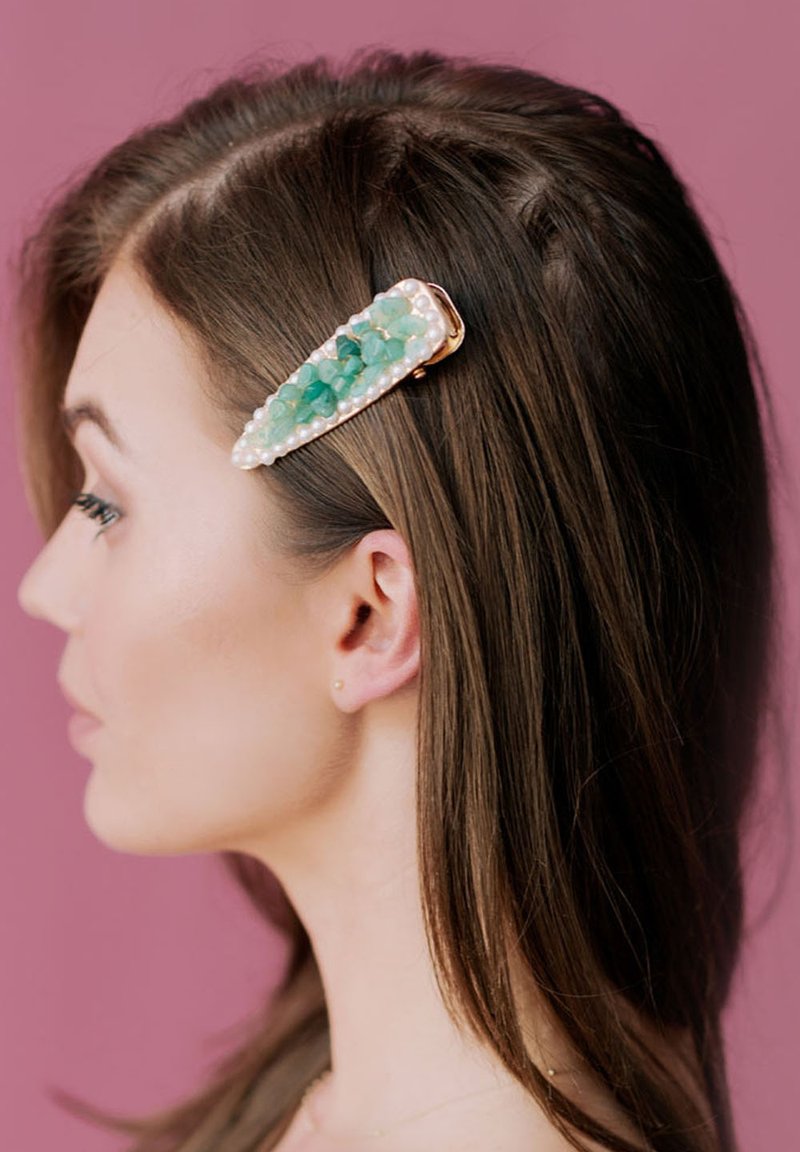 CRYSTALLOVE - SPINKA DO WŁOSÓW Z AWENTURYNEM - Hair styling accessory - gold coloured, Enlarge