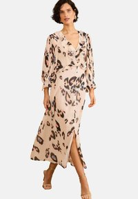 REGULAR FIT - RUFFLE MIDI - Jurk - neutral animal
