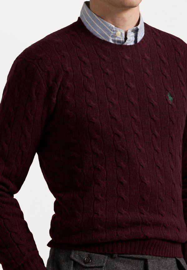 CABLE KNIT WOOL CASHMERE JUMPER - Jumper - aged wine heather2